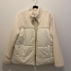 Faux shearling and puffer coat